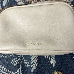 Cream Leather Cosmetic Pouch